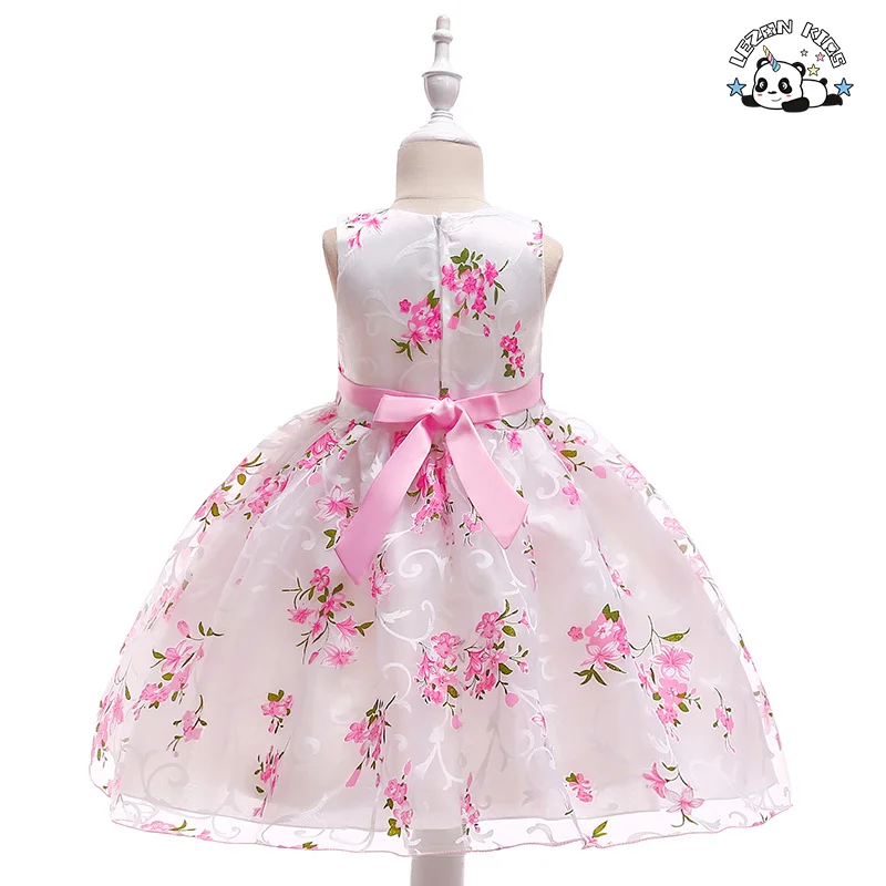 LEZONKIDS - Children Girl Clothing Kids Clothes Flower Girls Dress with Floral Print Wear Vendor Designers Summer Custom Wholesale Big Kids
